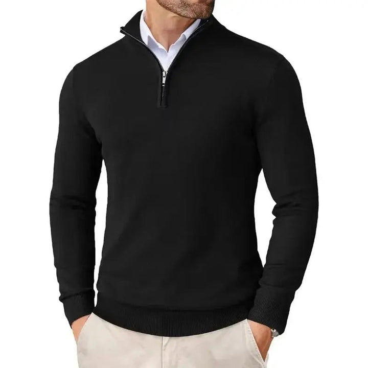 Men's Half-Zip Knitted Jumper Slim-Fit Quarter-Zip Pullover