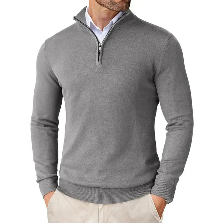 Men's Half-Zip Knitted Jumper Slim-Fit Quarter-Zip Pullover