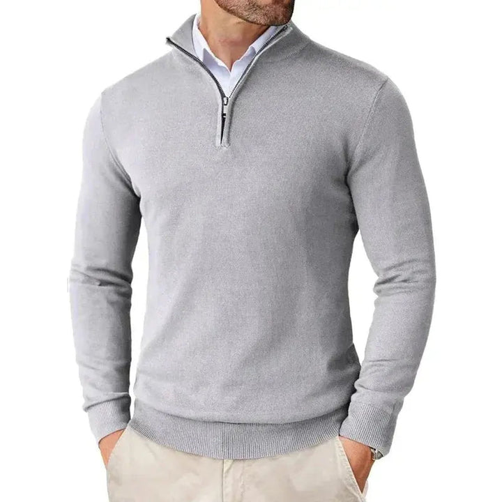 Men's Half-Zip Knitted Jumper Slim-Fit Quarter-Zip Pullover