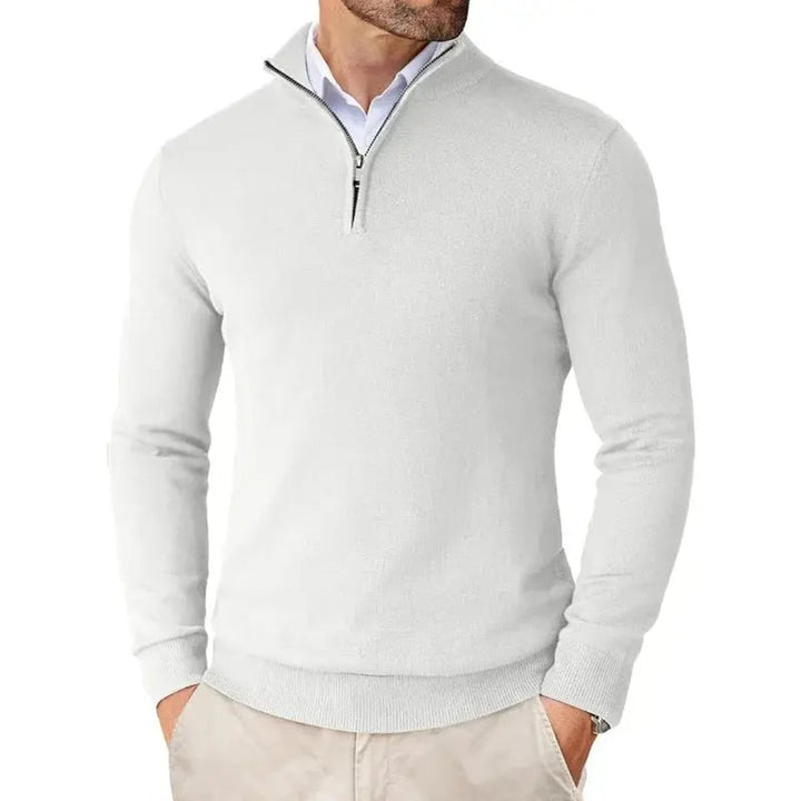 Men's Half-Zip Knitted Jumper Slim-Fit Quarter-Zip Pullover