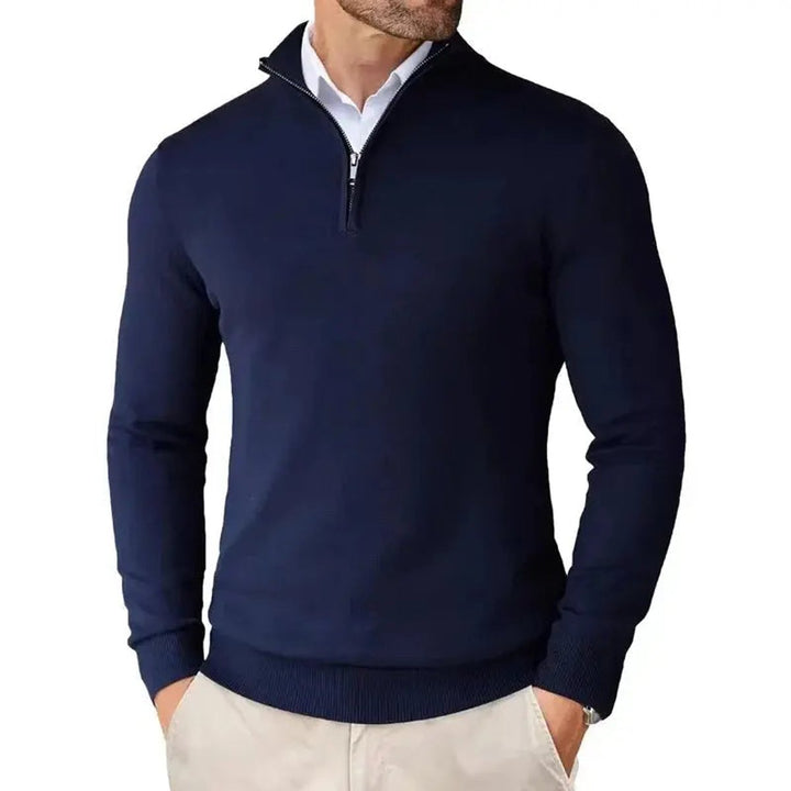 Men's Half-Zip Knitted Jumper Slim-Fit Quarter-Zip Pullover