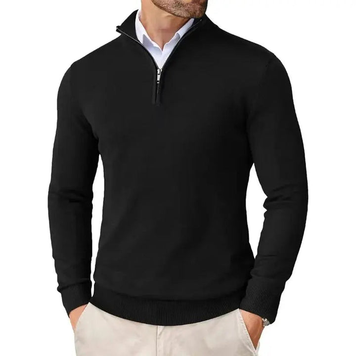Men's Half-Zip Knitted Jumper Slim-Fit Quarter-Zip Pullover