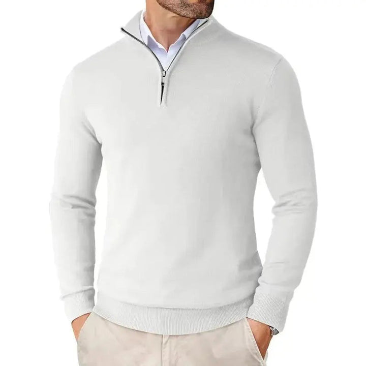 Men's Half-Zip Knitted Jumper Slim-Fit Quarter-Zip Pullover