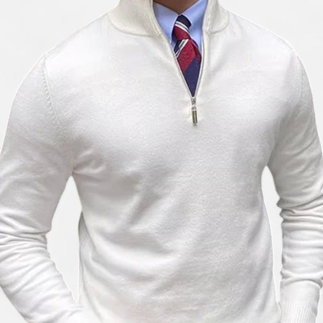Men's Half-Zip Knitted Jumper Smart Casual Quarter-Zip Pullover