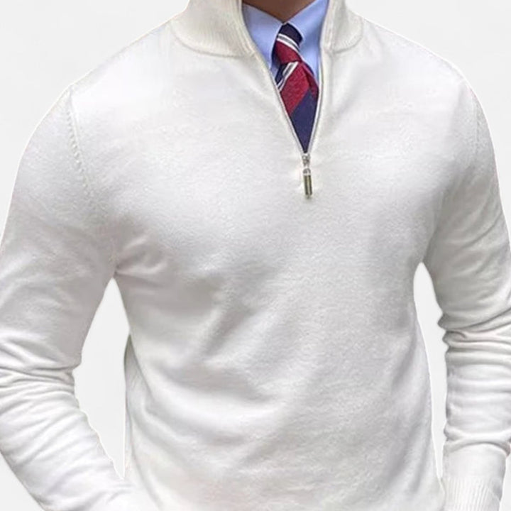 Men's Half-Zip Knitted Jumper Smart Casual Quarter-Zip Pullover