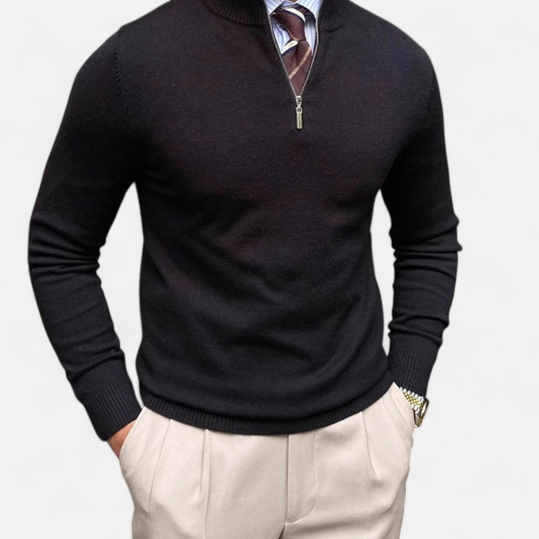 Men's Half-Zip Knitted Jumper Smart Casual Quarter-Zip Pullover