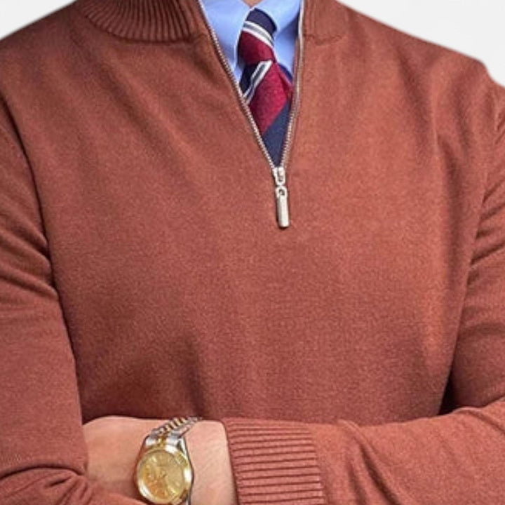 Men's Half-Zip Knitted Jumper Smart Casual Quarter-Zip Pullover