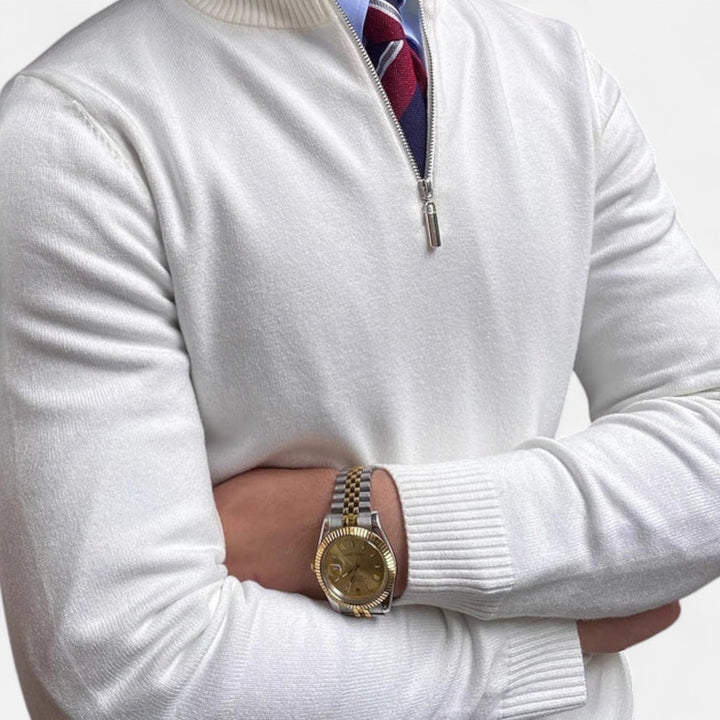 Men's Half-Zip Knitted Jumper Smart Casual Quarter-Zip Pullover