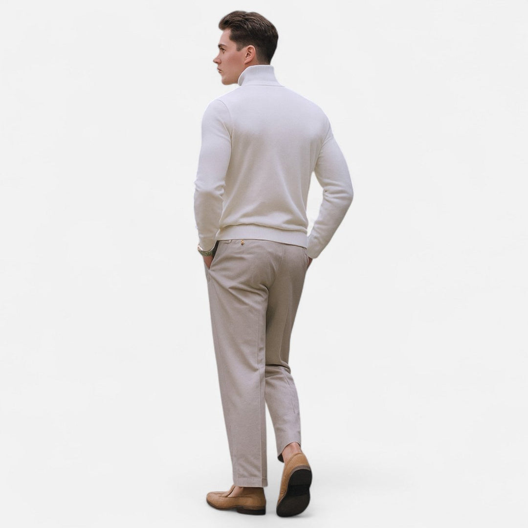 Men's Half-Zip Knitted Jumper Smart Casual Quarter-Zip Pullover