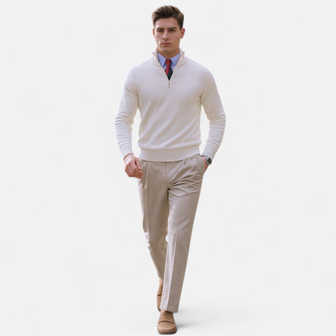 Men's Half-Zip Knitted Jumper Smart Casual Quarter-Zip Pullover