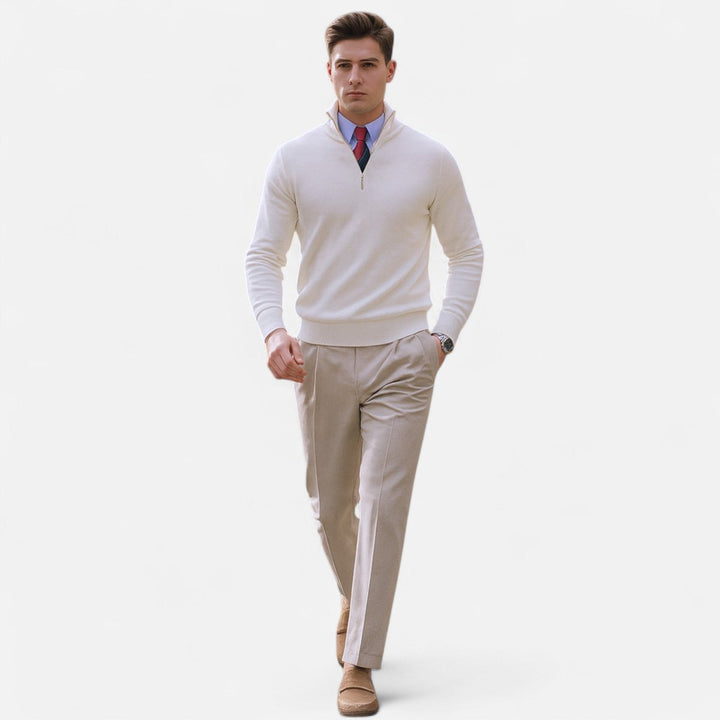 Men's Half-Zip Knitted Jumper Smart Casual Quarter-Zip Pullover