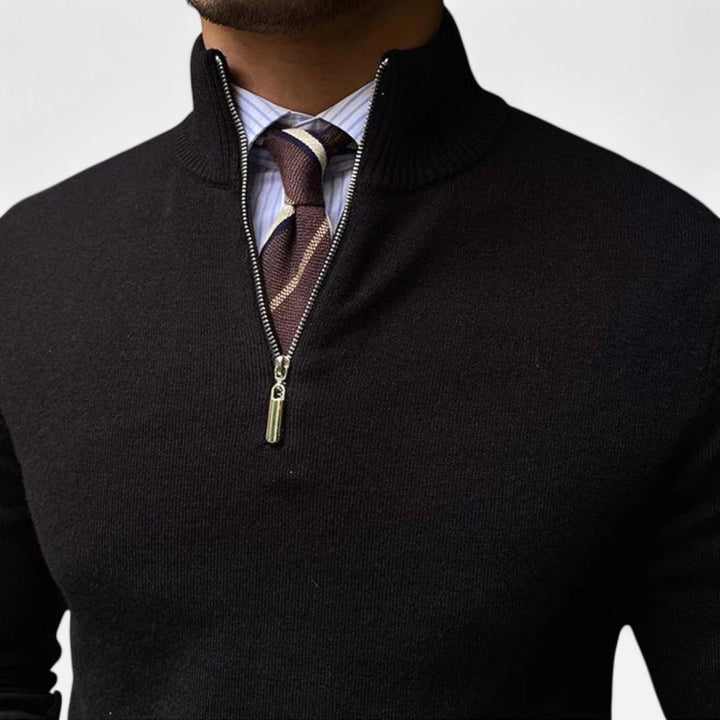Men's Half-Zip Knitted Jumper Smart Casual Quarter-Zip Pullover