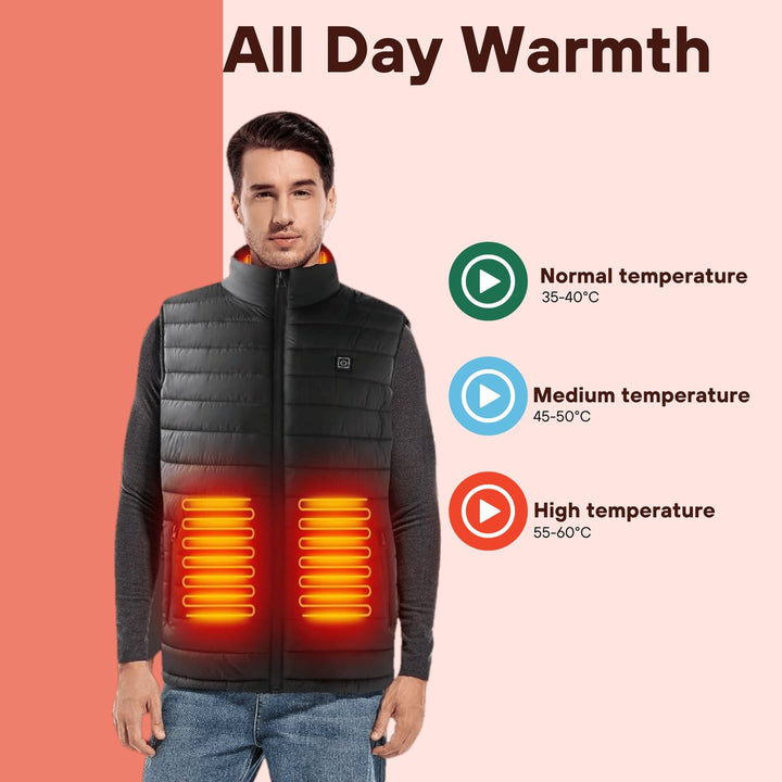 Men's Heated Gilet Lightweight Waterproof Jacket Body Warmer