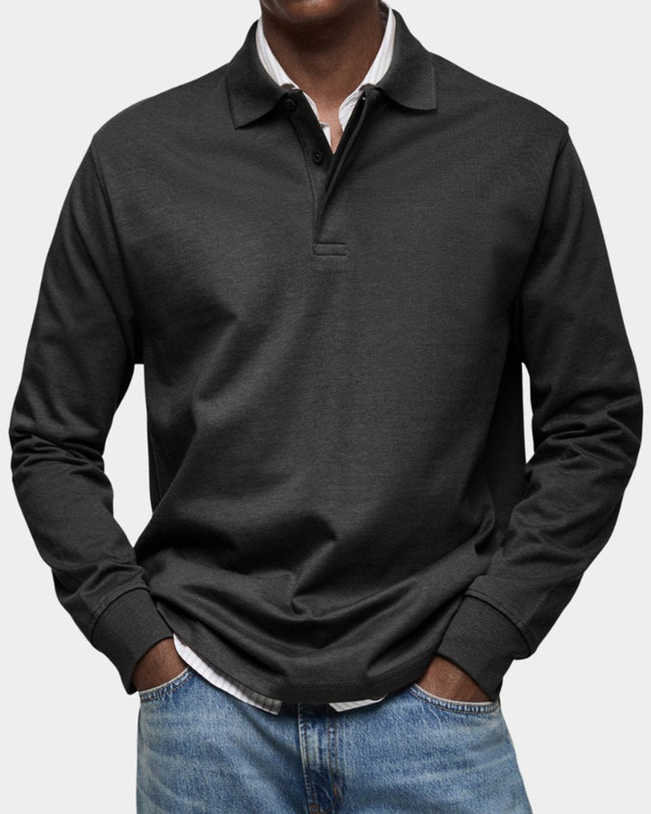 Men's Henley Long-Sleeve Classic-Fit Polo Shirt