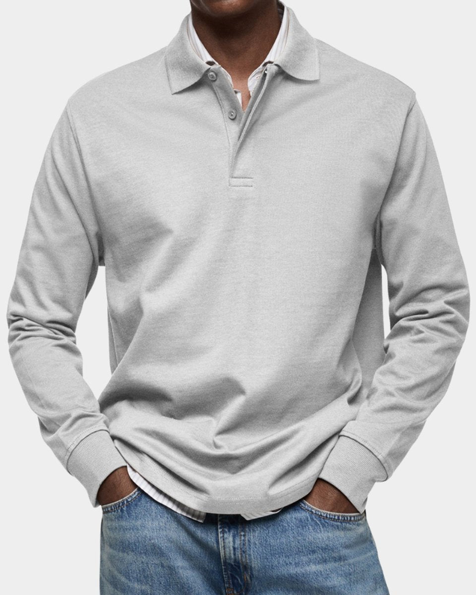 Men's Henley Long-Sleeve Classic-Fit Polo Shirt