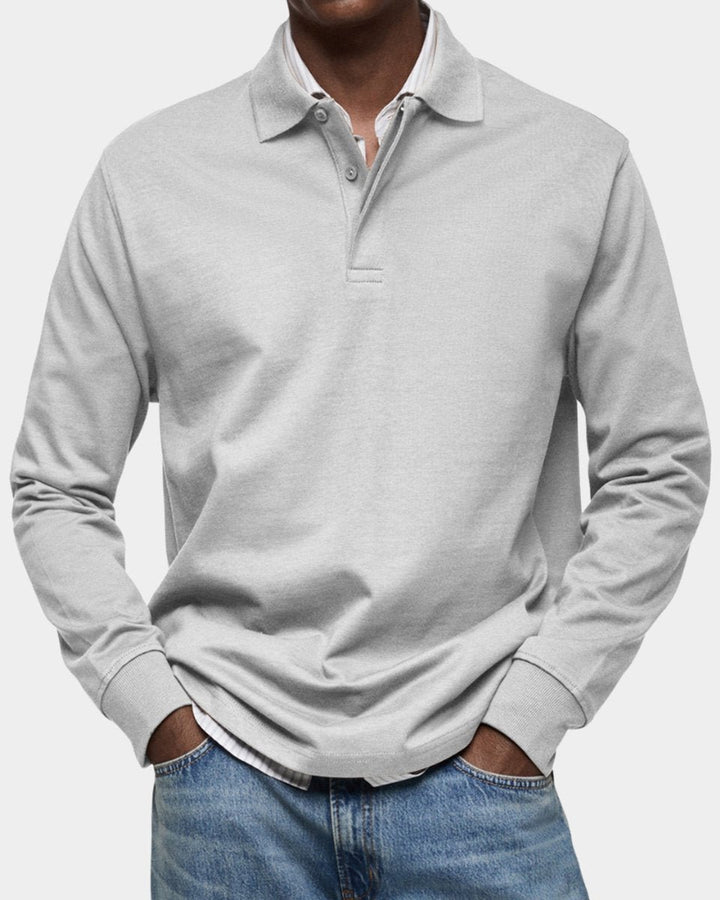 Men's Henley Long-Sleeve Classic-Fit Polo Shirt