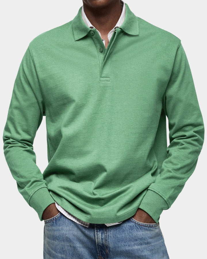 Men's Henley Long-Sleeve Classic-Fit Polo Shirt