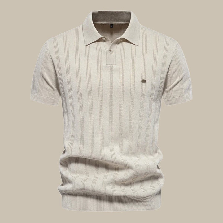 Men's Henley Long-Sleeve Knit Textured Button Polo Shirt