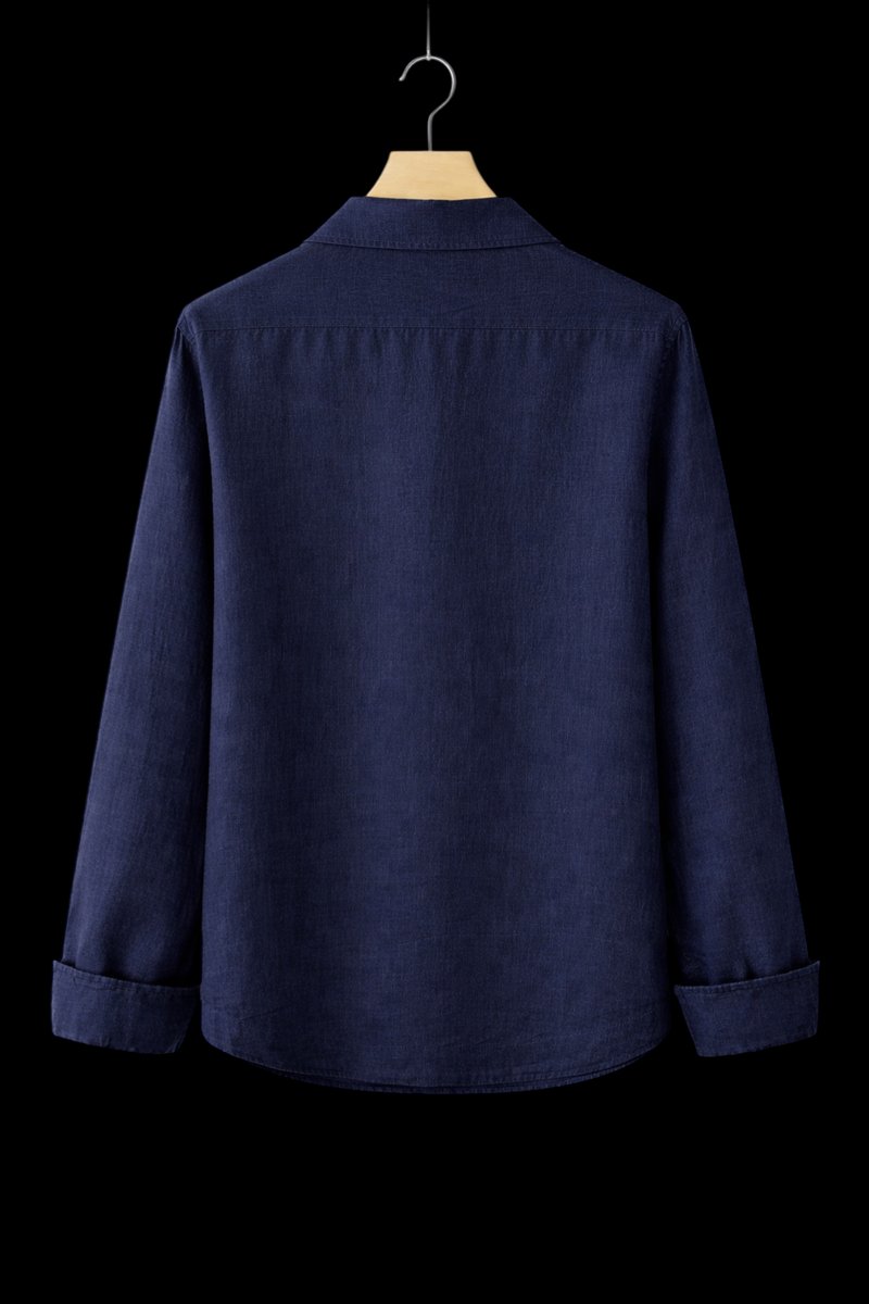 Mens Henley Long-Sleeve Linen Shirt Relaxed Pullover