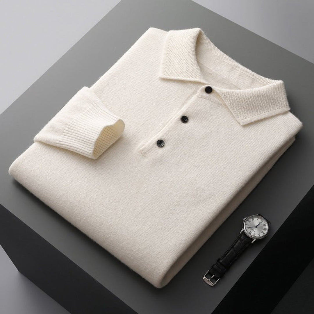 Men's Henley Long-Sleeve Regular Fit Knit Polo Jumper
