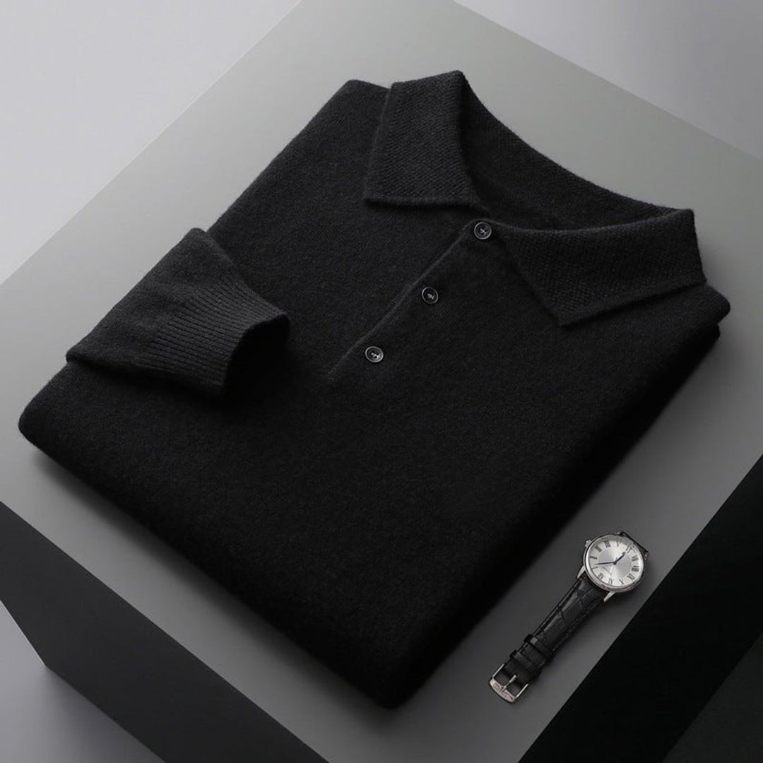 Men's Henley Long-Sleeve Regular Fit Knit Polo Jumper