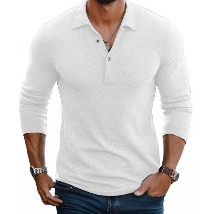 Men's Henley Long-Sleeve Slim-Fit Knit Polo Shirt