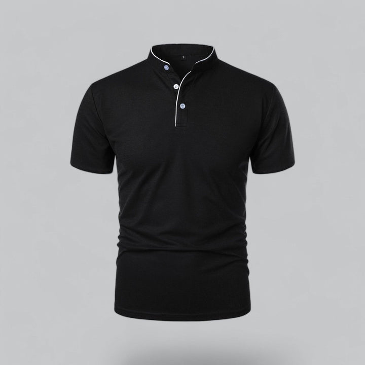 Men's Henley Short-Sleeve Collarless Cotton Polo Shirt