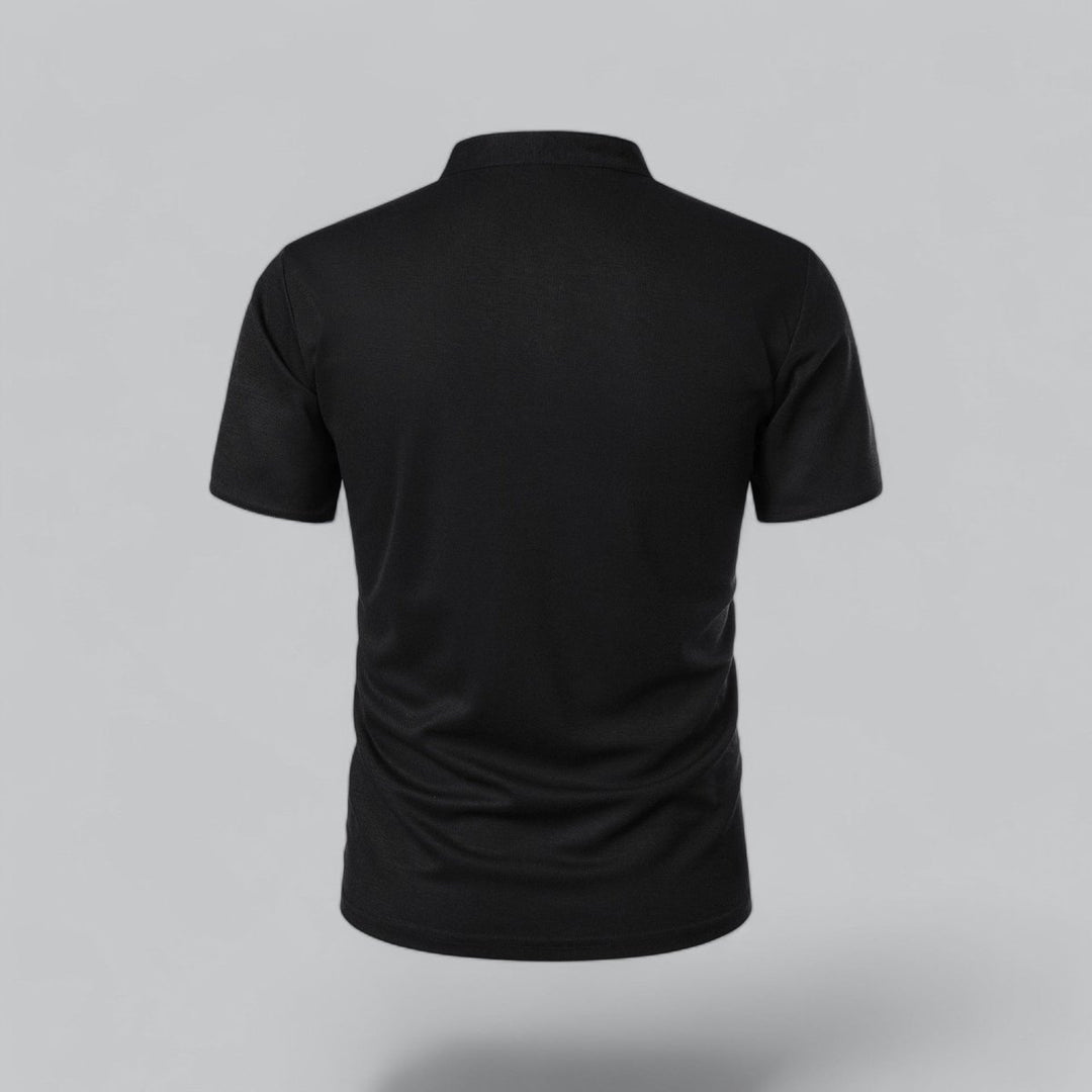 Men's Henley Short-Sleeve Collarless Cotton Polo Shirt
