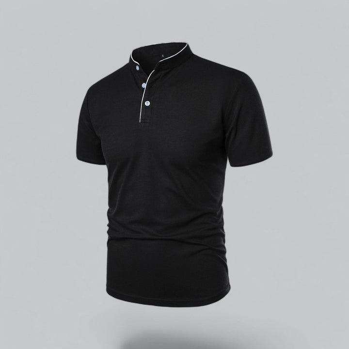 Men's Henley Short-Sleeve Collarless Cotton Polo Shirt