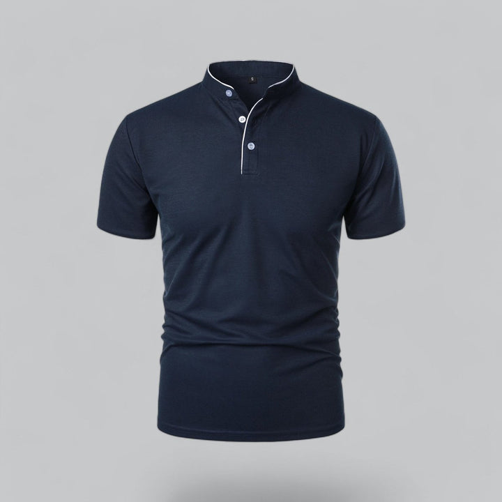 Men's Henley Short-Sleeve Collarless Cotton Polo Shirt
