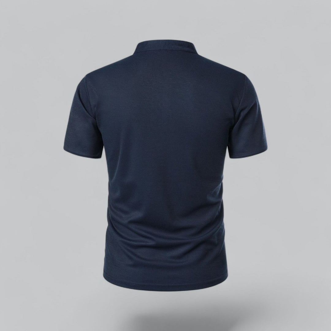 Men's Henley Short-Sleeve Collarless Cotton Polo Shirt