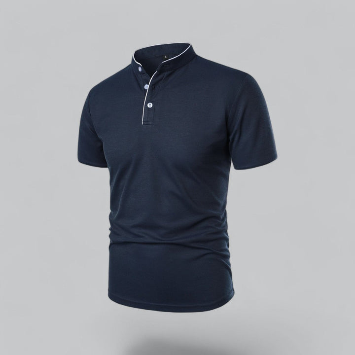 Men's Henley Short-Sleeve Collarless Cotton Polo Shirt