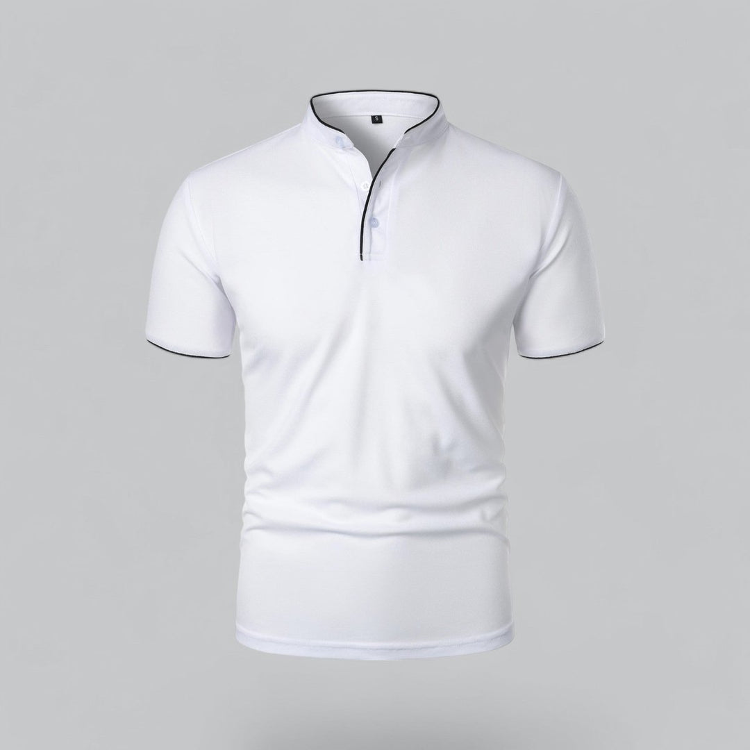 Men's Henley Short-Sleeve Collarless Cotton Polo Shirt