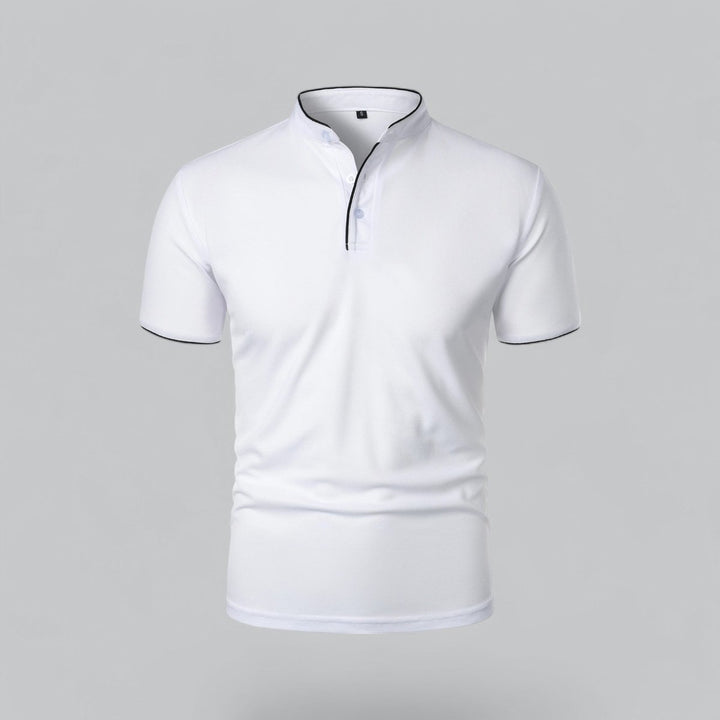 Men's Henley Short-Sleeve Collarless Cotton Polo Shirt