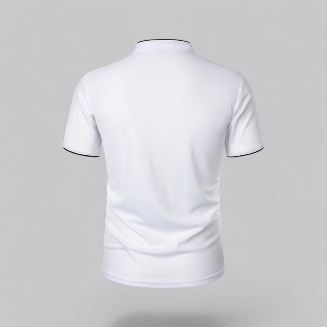 Men's Henley Short-Sleeve Collarless Cotton Polo Shirt