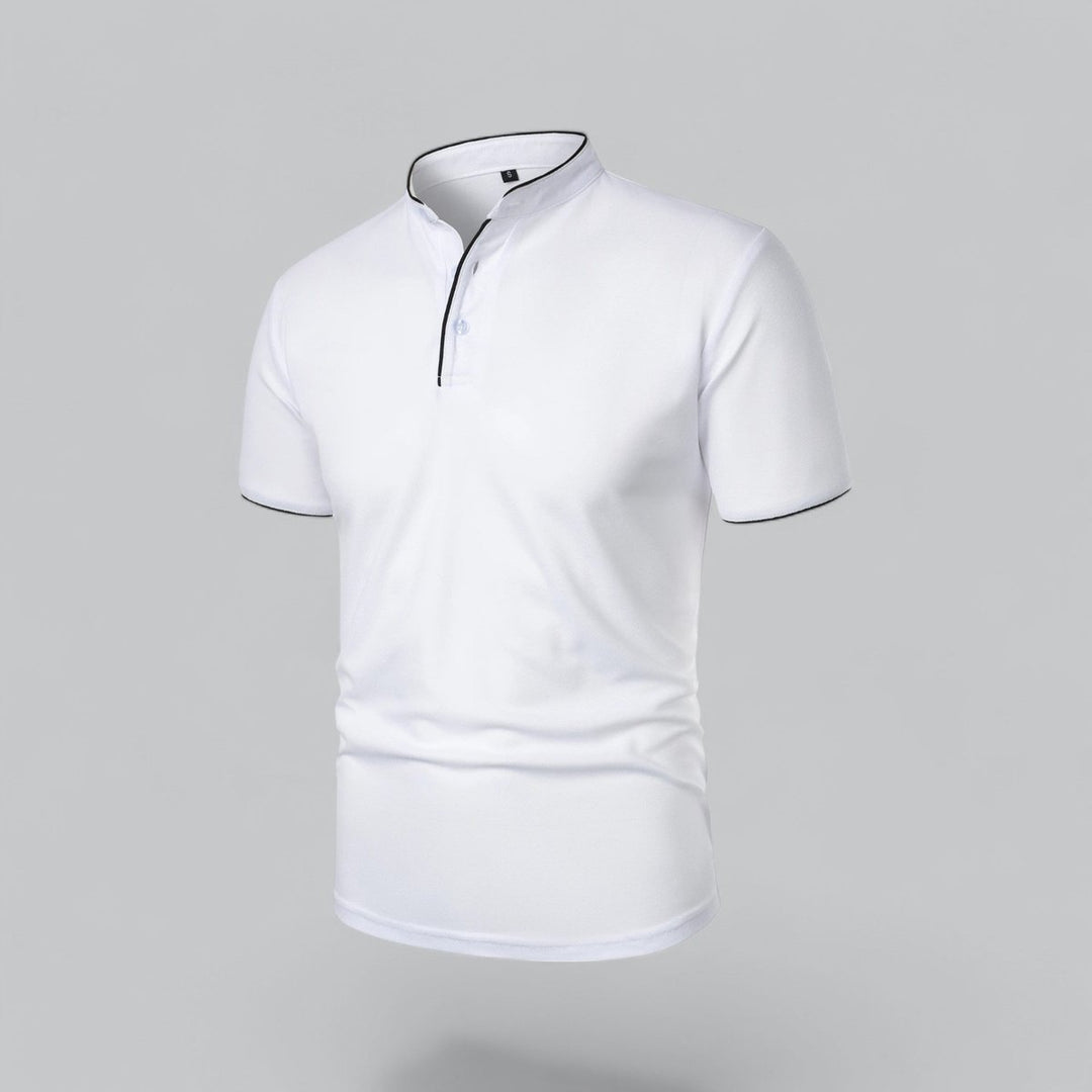 Men's Henley Short-Sleeve Collarless Cotton Polo Shirt