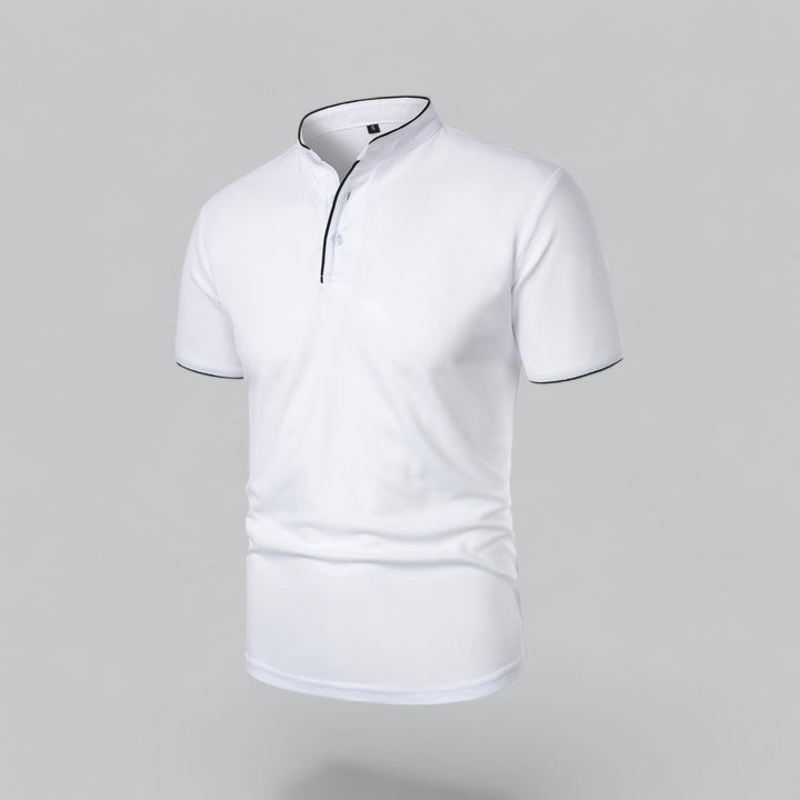Men's Henley Short-Sleeve Collarless Cotton Polo Shirt