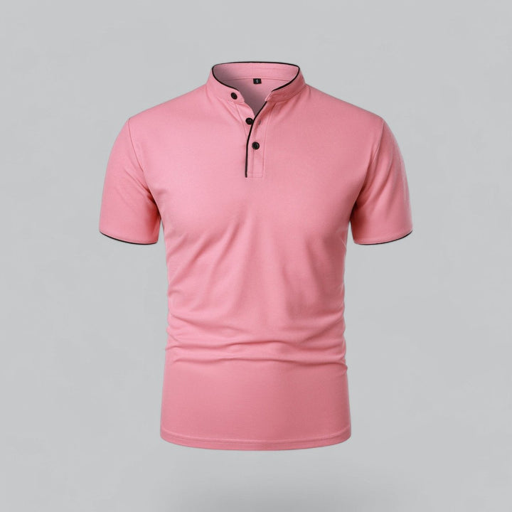 Men's Henley Short-Sleeve Collarless Cotton Polo Shirt