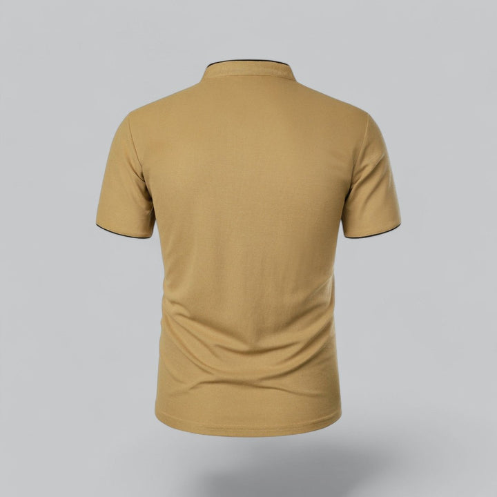 Men's Henley Short-Sleeve Collarless Cotton Polo Shirt