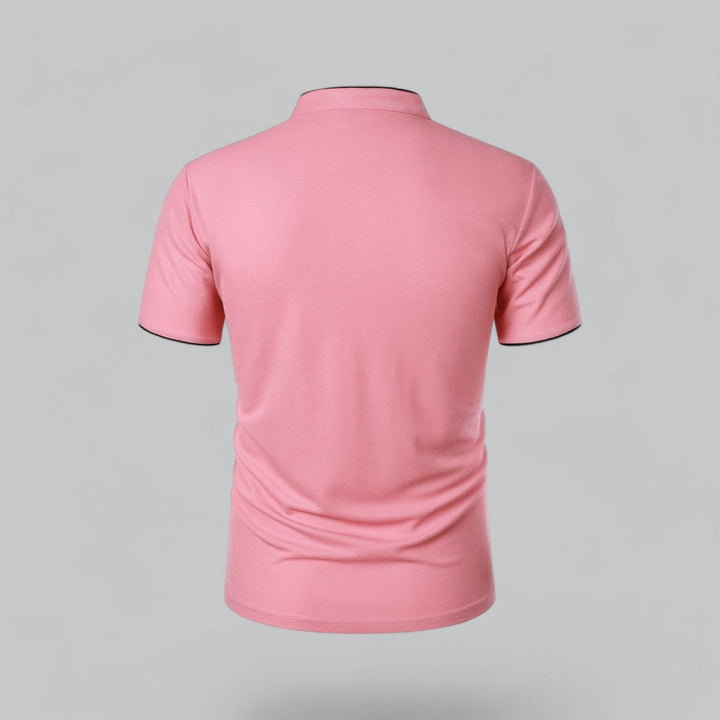Men's Henley Short-Sleeve Collarless Cotton Polo Shirt