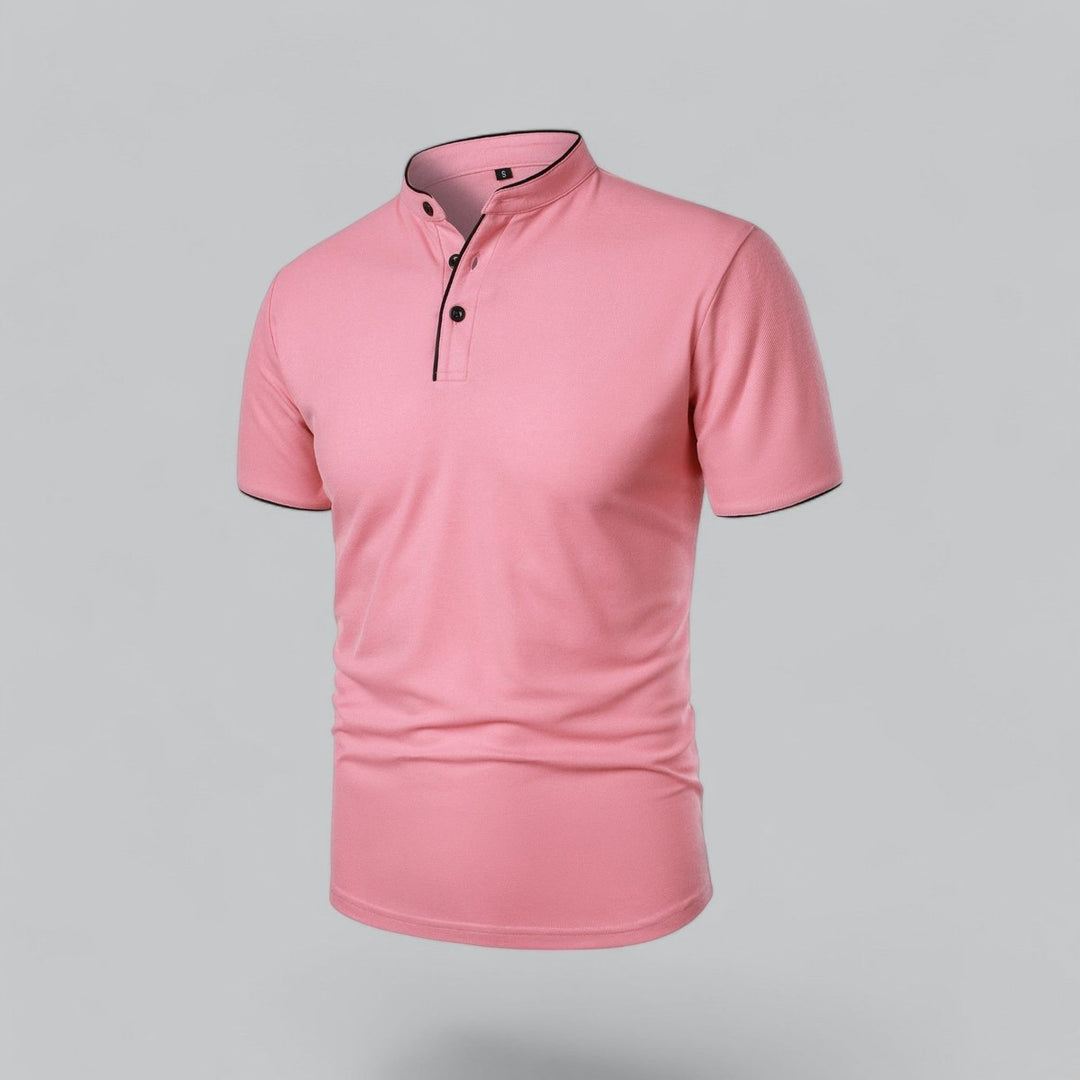 Men's Henley Short-Sleeve Collarless Cotton Polo Shirt