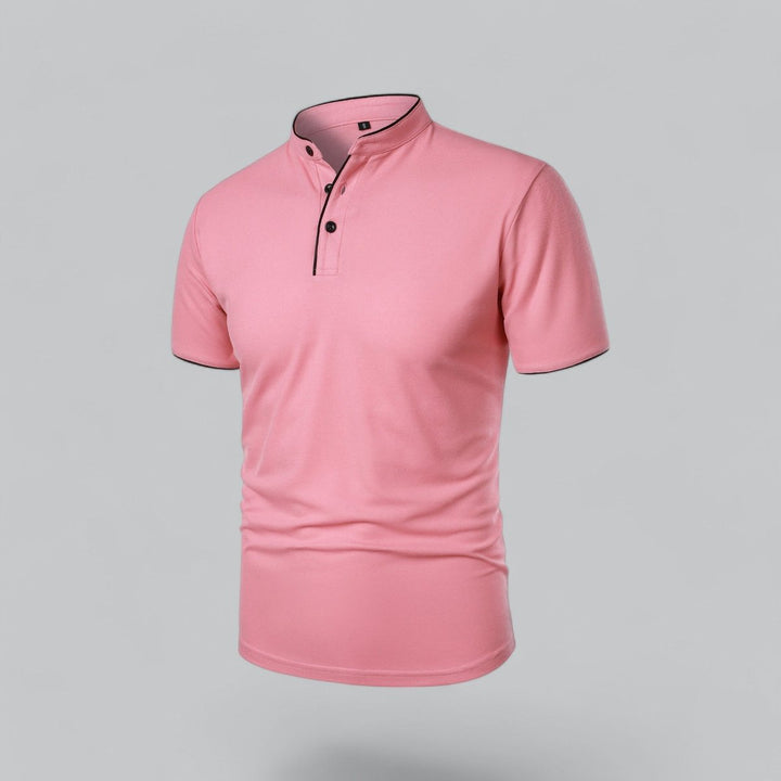 Men's Henley Short-Sleeve Collarless Cotton Polo Shirt