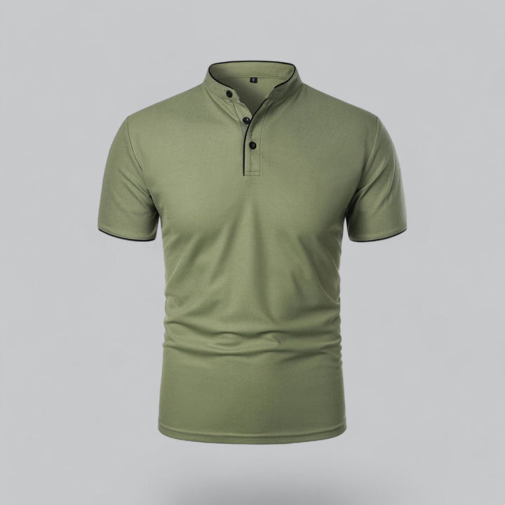 Men's Henley Short-Sleeve Collarless Cotton Polo Shirt