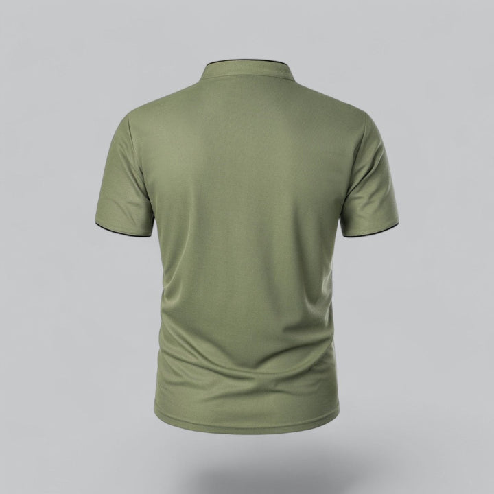 Men's Henley Short-Sleeve Collarless Cotton Polo Shirt