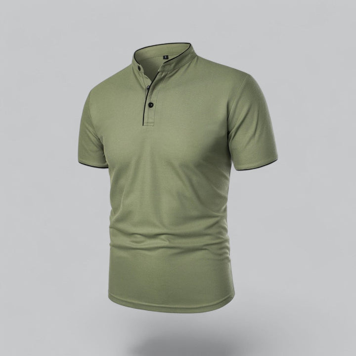 Men's Henley Short-Sleeve Collarless Cotton Polo Shirt