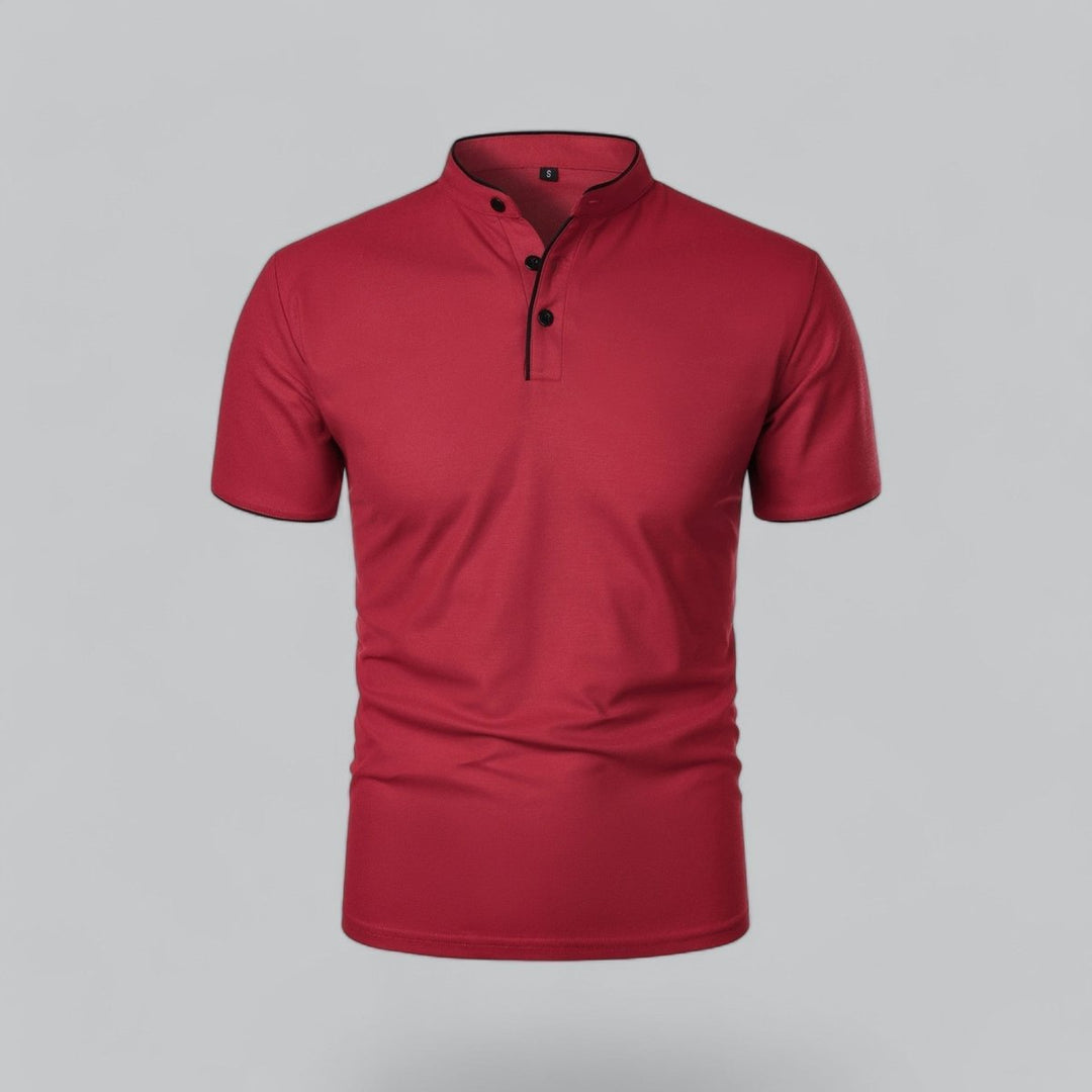 Men's Henley Short-Sleeve Collarless Cotton Polo Shirt