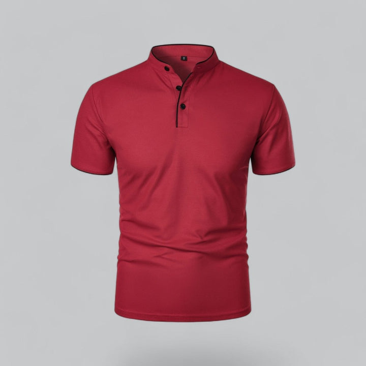Men's Henley Short-Sleeve Collarless Cotton Polo Shirt