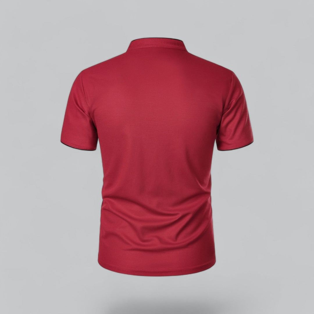 Men's Henley Short-Sleeve Collarless Cotton Polo Shirt