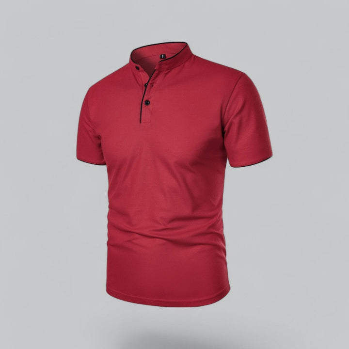 Men's Henley Short-Sleeve Collarless Cotton Polo Shirt