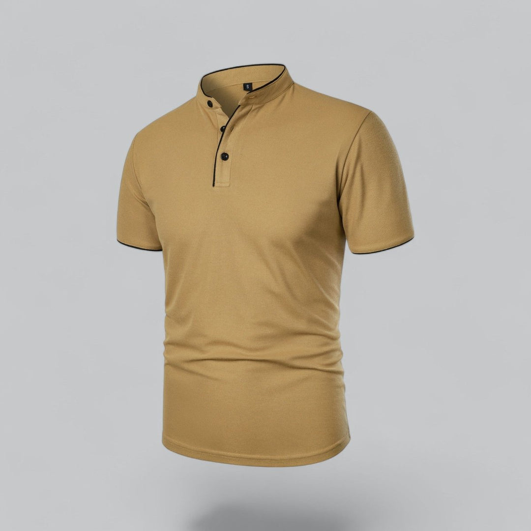Men's Henley Short-Sleeve Collarless Cotton Polo Shirt